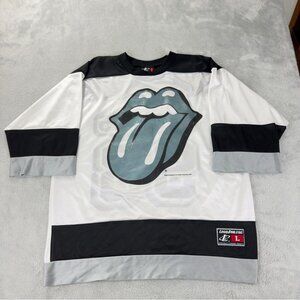 Vintage 90s Rolling Stones Logo Athletic Men's Sz Large Oversized Hockey Jersey